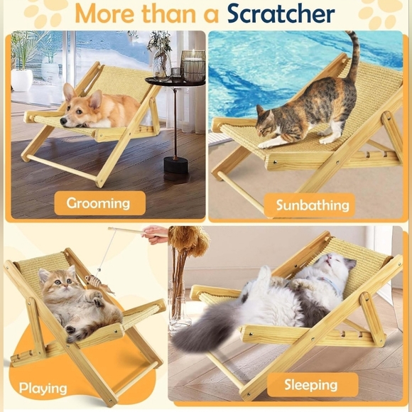 AccEncyc Cat Chair- No Assembly Cat Sisal Chair Elevated Cat Hammock Bed Adjusta - Picture 4 of 12